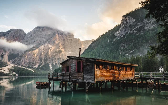 Pragser Wildsee a lake in South Tyrol, Italy