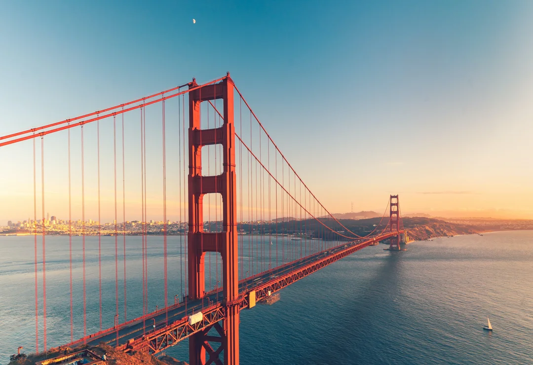 beautiful sunset at golden gate bridge in San Francisco, USA